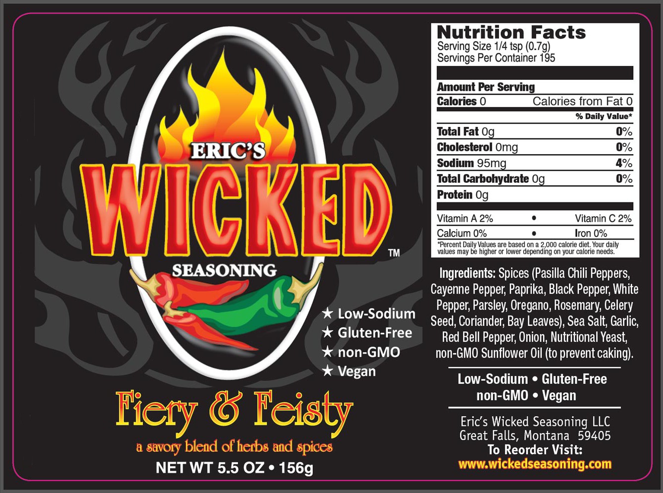 Eric's Wicked Seasoning Nutritional Facts